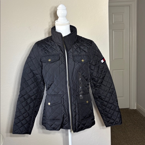 Tommy Hilfiger Black Waterproof Quilted Utility Jacket NWT Size M - Picture 2 of 11